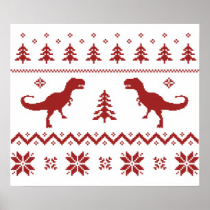 Oegly T-Rex Dinosaur kerstkeuter Poster