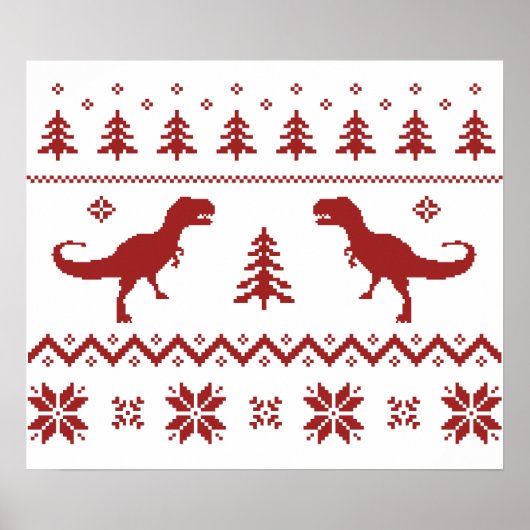 Oegly T-Rex Dinosaur kerstkeuter Poster (Voorkant)