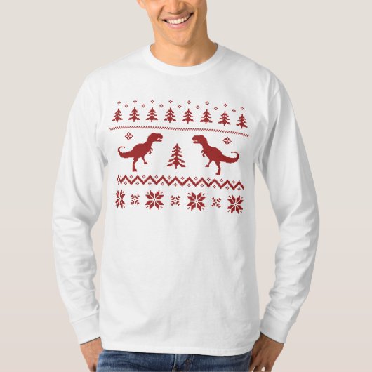 Oegly T-Rex Dinosaur kerstkeuter T-shirt (Voorkant)