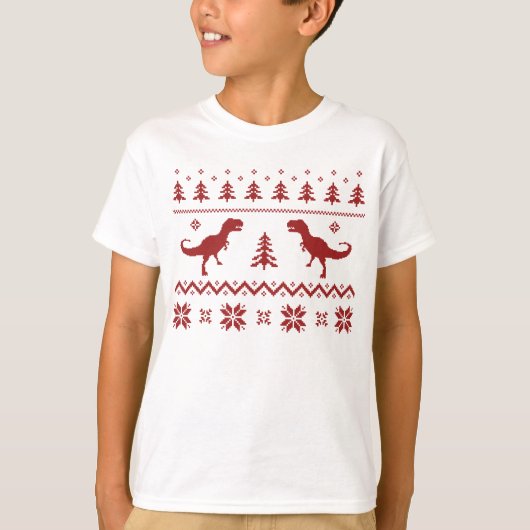 Oegly T-Rex Dinosaur kerstkeuter T-shirt (Voorkant)