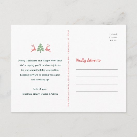 Oegziende kerstfeestdag in Sweater Party Hunter Gr Uitnodiging Briefkaart (Achterkant)