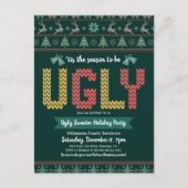 Oegziende kerstfeestdag in Sweater Party Hunter Gr Uitnodiging Briefkaart (Voorkant)