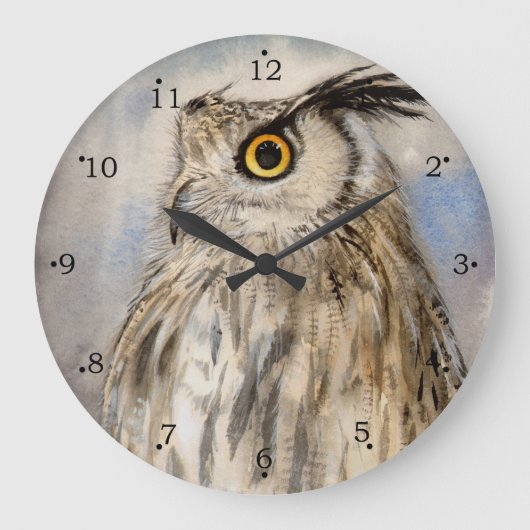 Oehoe Wildlife Kunst Grote Klok (Voorkant)