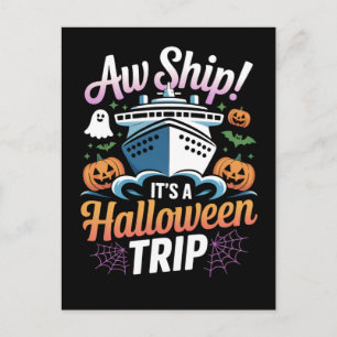 Oei Schip! Het Is Een Halloween Cruise Reis Grafis Briefkaart
