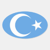 Oeigoer/Oost-Turkestan Vlag Ovale Sticker (Voorkant)