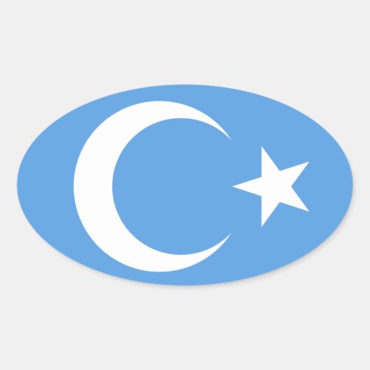 Oeigoer/Oost-Turkestan Vlag Ovale Sticker (Voorkant)
