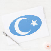 Oeigoer/Oost-Turkestan Vlag Ovale Sticker (Envelop)