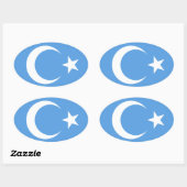 Oeigoer/Oost-Turkestan Vlag Ovale Sticker (Vel)