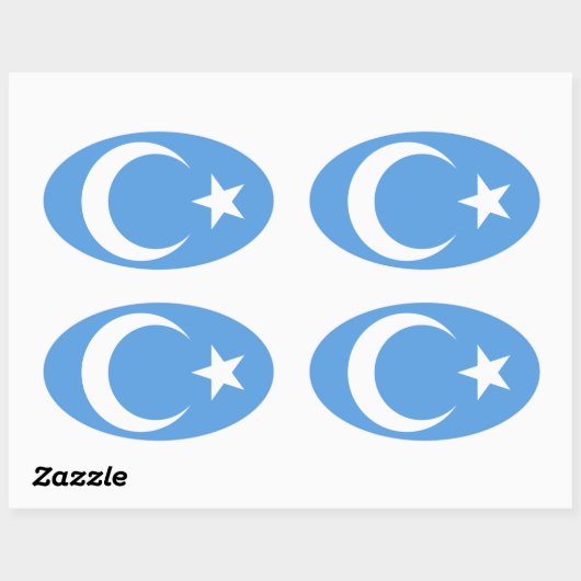 Oeigoer/Oost-Turkestan Vlag Ovale Sticker (Vel)