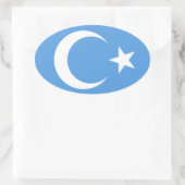 Oeigoer/Oost-Turkestan Vlag Ovale Sticker (Tas)
