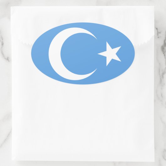 Oeigoer/Oost-Turkestan Vlag Ovale Sticker (Tas)