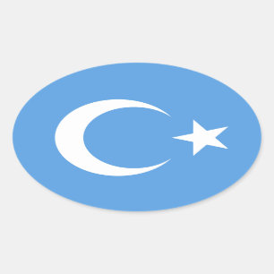 Oeigoer/Oost-Turkestan Vlag Ovale Sticker