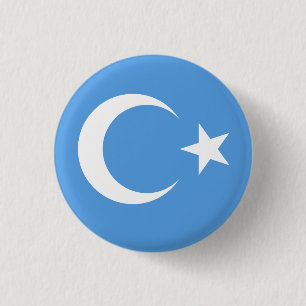 Oeigoer/Oost-Turkestan Vlag Ronde Button 3,2 Cm