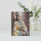 Oeigoerse Chinese vrouw K Feestdagenkaart (Staand voorkant)