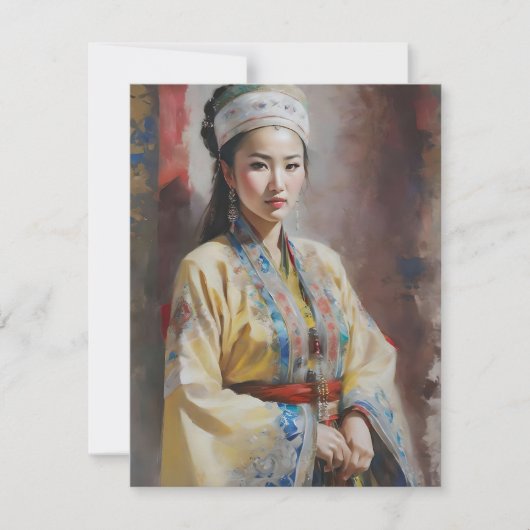 Oeigoerse Chinese vrouw K Feestdagenkaart (Voorkant)