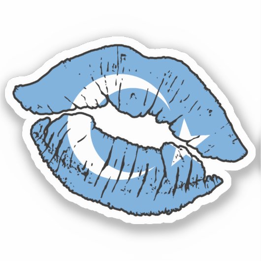 Oeigoerse lippenstift liefde vlag sticker (Voorkant)