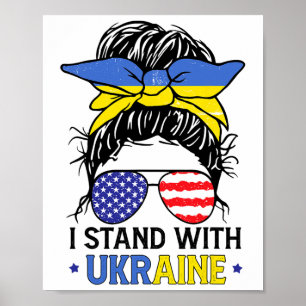 Oekraïens Amerikaanse Vlag Ik Sta Met Oekraïne Rom Poster