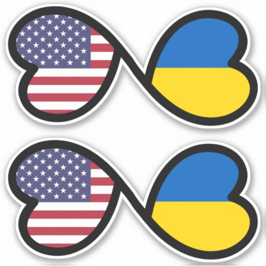 Oekraïens-Amerikaanse vlaggen met ingewanden, Oekr Sticker (Voorkant)