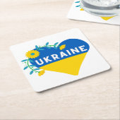 Oekraïens bloemhart kartonnen onderzetters (Schuin)