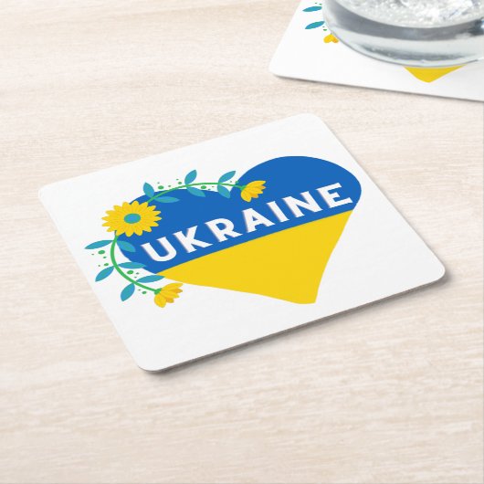 Oekraïens bloemhart kartonnen onderzetters (Schuin)