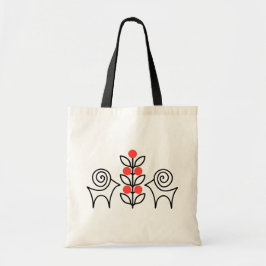 Oekraïens bloemmotief en diermotief in zwart/rood tote bag