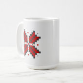 Oekraïens borduurwerk, rood en zwart koffiemok (Voorkant links)