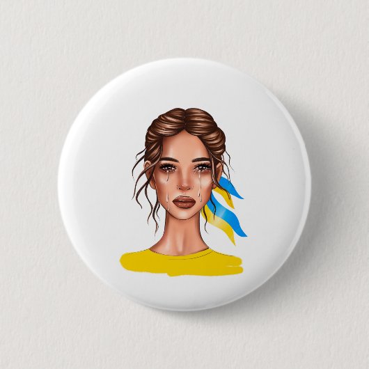 Oekraïens einde oorlog bruin haar ronde button 5,7 cm (Voorkant)