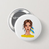 Oekraïens einde oorlog bruin haar ronde button 5,7 cm (Voorkant /achterkant)