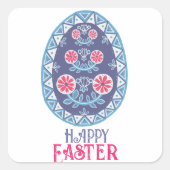 Oekraïens Erfgoed Blauwe Pysanka Paaseieren Vierkante Sticker (Voorkant)