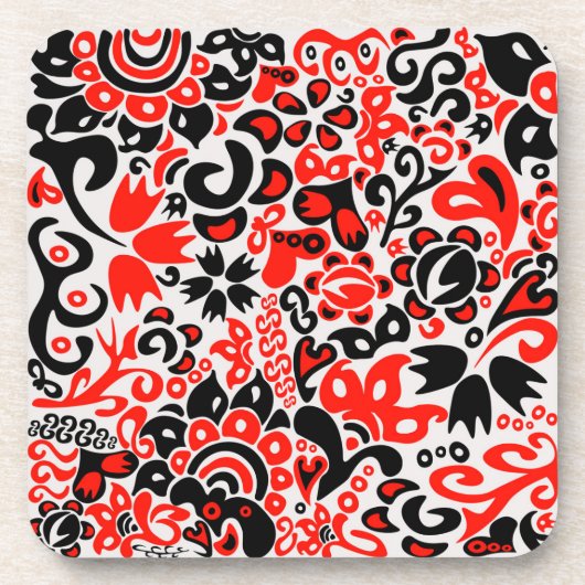 Oekraïens etnische folk art floral pattern absrtac bier onderzetter (Voorkant)