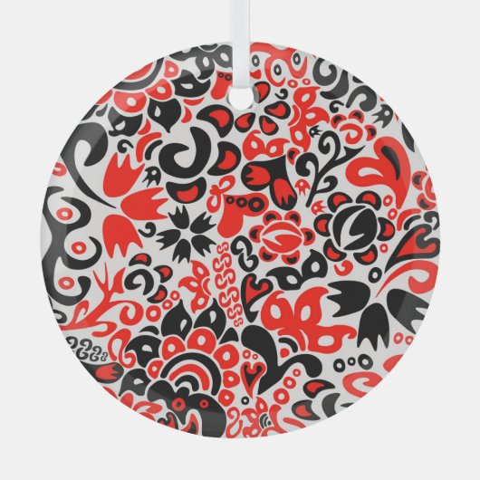 Oekraïens etnische folk art floral pattern absrtac glas ornament (Voorkant)