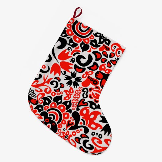 Oekraïens etnische folk art floral pattern absrtac grote kerstsok (Voorkant (Hangend))