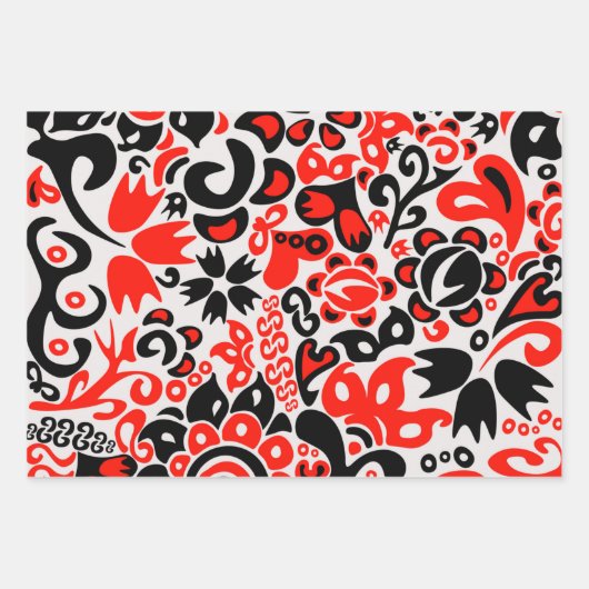 Oekraïens etnische folk art floral pattern absrtac inpakpapier vel (Voorkant 3)