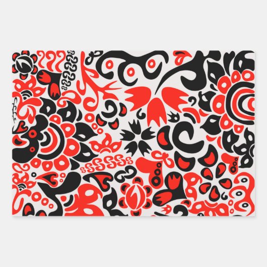 Oekraïens etnische folk art floral pattern absrtac inpakpapier vel (Voorkant 2)