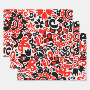 Oekraïens etnische folk art floral pattern absrtac inpakpapier vel