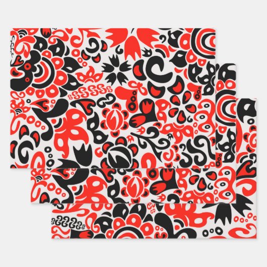 Oekraïens etnische folk art floral pattern absrtac inpakpapier vel (Set)