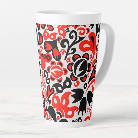 Oekraïens etnische folk art floral pattern absrtac latte mok (Rechterhoek)