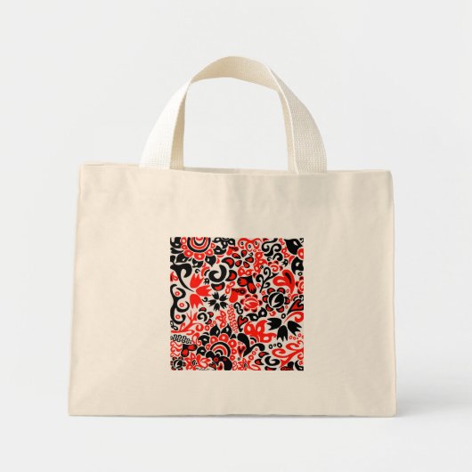 Oekraïens etnische folk art floral pattern absrtac mini tote bag (Voorkant)