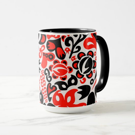 Oekraïens etnische folk art floral pattern absrtac mok (Voorkant rechts)
