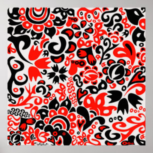 Oekraïens etnische folk art floral pattern absrtac poster