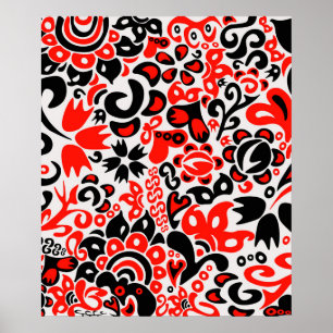 Oekraïens etnische folk art floral pattern absrtac poster
