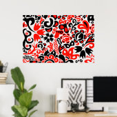 Oekraïens etnische folk art floral pattern absrtac poster (Thuiskantoor)