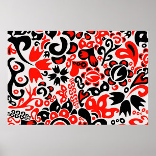 Oekraïens etnische folk art floral pattern absrtac poster