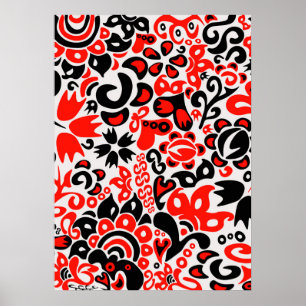 Oekraïens etnische folk art floral pattern absrtac poster
