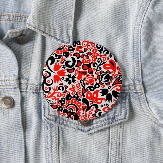 Oekraïens etnische folk art floral pattern absrtac ronde button 4,0 cm (In situ)