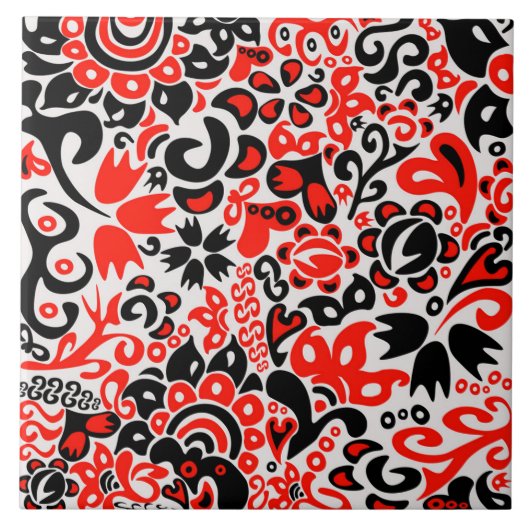 Oekraïens etnische folk art floral pattern absrtac tegeltje (Voorkant)