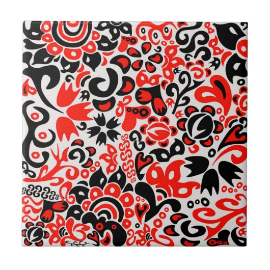 Oekraïens etnische folk art floral pattern absrtac tegeltje (Voorkant)