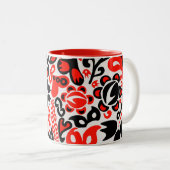 Oekraïens etnische folk art floral pattern absrtac tweekleurige koffiemok (Voorkant rechts)