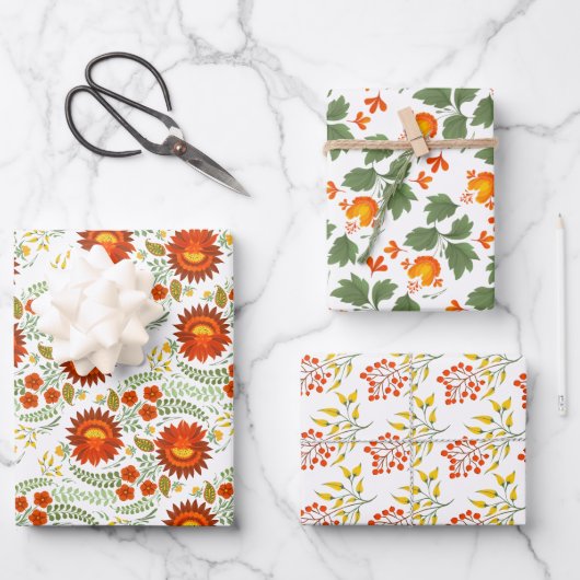 Oekraïens folk bloemenpatroon. Oekraïne Inpakpapier Vel (Voorkant)