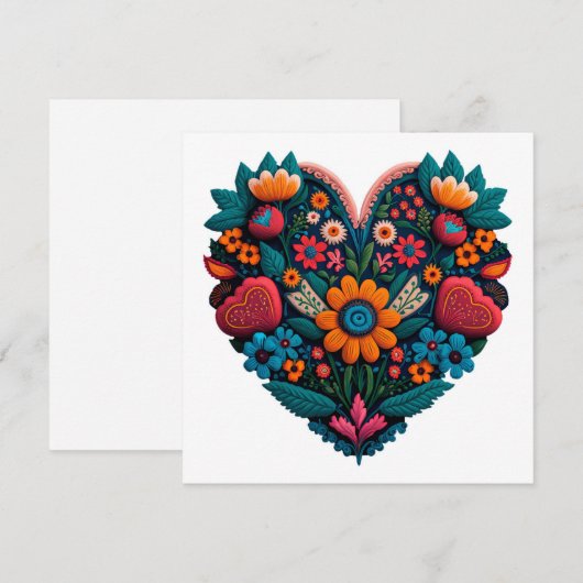 Oekraïens geïnspireerd hart van bloemen feestdagenkaart (Voorkant / Achterkant)